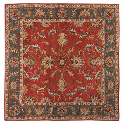 Buckhill Oriental Hand-Tufted Wool Area Rug in Brick Red/Navy/Mustard