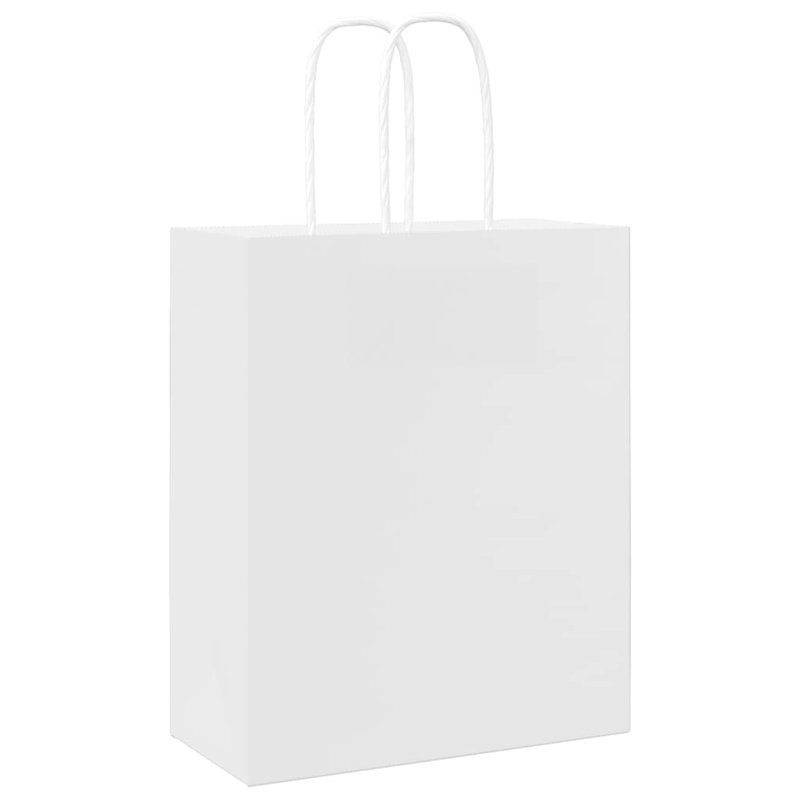Sacs en papier avec poignées vidaXL, H 8,7 po x l 7,1 po x P 3,1 po, Blanc