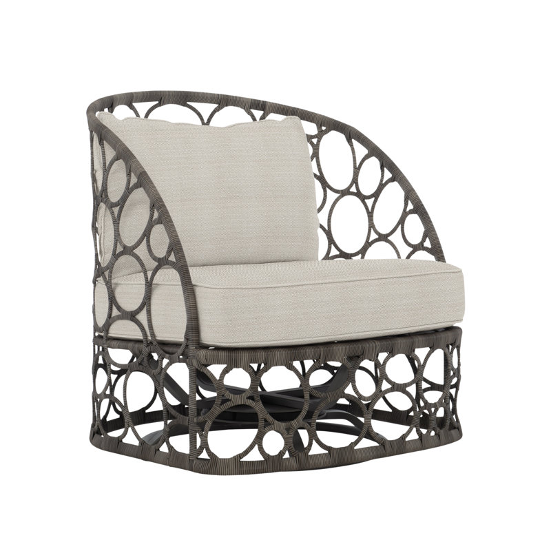 Bali Swivel Patio Chair with Cushions, White Sunbrella 6063-000, Dove Gray