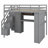 Storage Loft Bed Frame With Built-In Wardrobe, Study Desk, Shelves And Integrated Lights-1129286578
