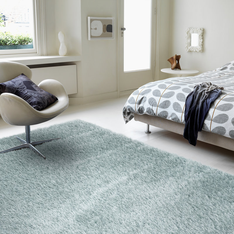 Natonia Shiny Shaggy Duckegg Blue Area Rug, Rectangle 120 x 170cm