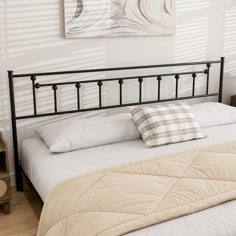 Metal King Size Headboard, Adjustable Height, King Headboard Only for Bedroom, Rustic Farmhouse Style, Attach Frame, Easy Assembly, Black