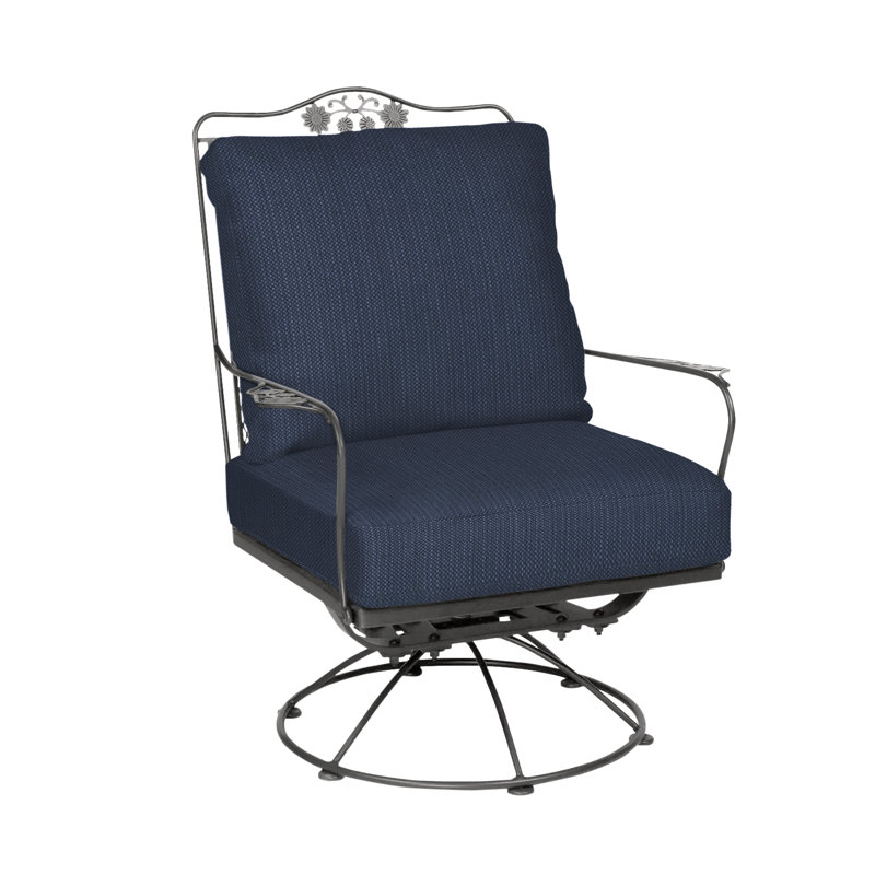 Briarwood Swivel Outdoor Lounge Chair, Pewter, Spectrum Indigo Sunbrella® Plainweave