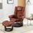 32" Contemporary Leather Recliner and Ottoman with Swiveling Mahogany Wood Base-71074099