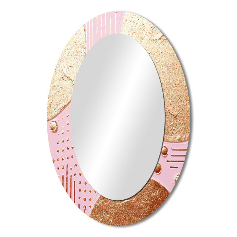 Pleine lune dorée Glam Simplicity - Miroir décoratif ovale abstrait sur métal, 36 po x 24 po