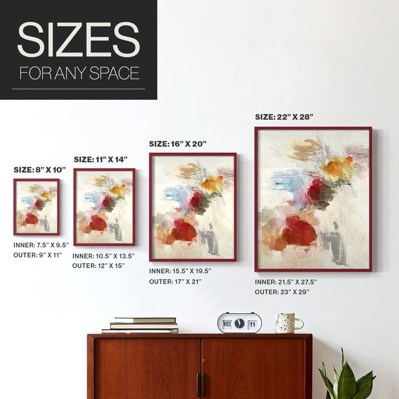 Boundless II, reproduction d'art encadrée - bois massif, H 21 po x l 17 po, Rouge