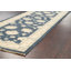 Tapis de couloir unique en laine noué à la main bleu marine / beige nouvel âge 2 pi 9 po x 8 pi