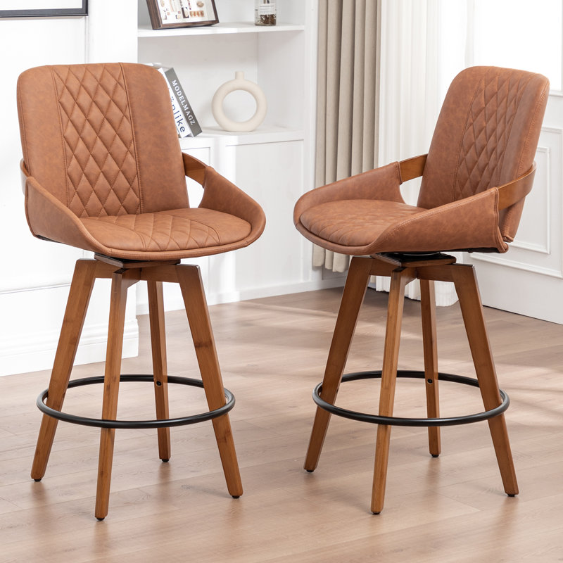 Modern Swivel Bar Stool, Brown, Bar Stool (77.1cm Seat Height)