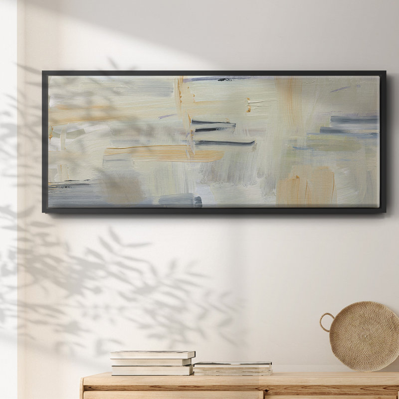 Gray andGold Abstract- Framed Canvas, 12" H x 30" W