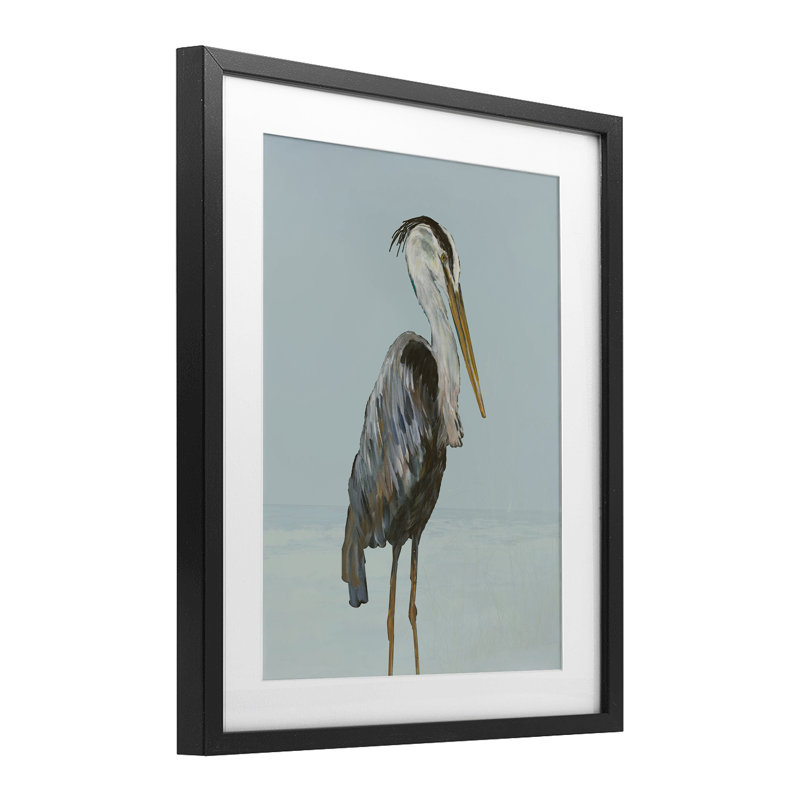 Coastal Pelican, H 21 po x l 17 po, Cadre noir minuit