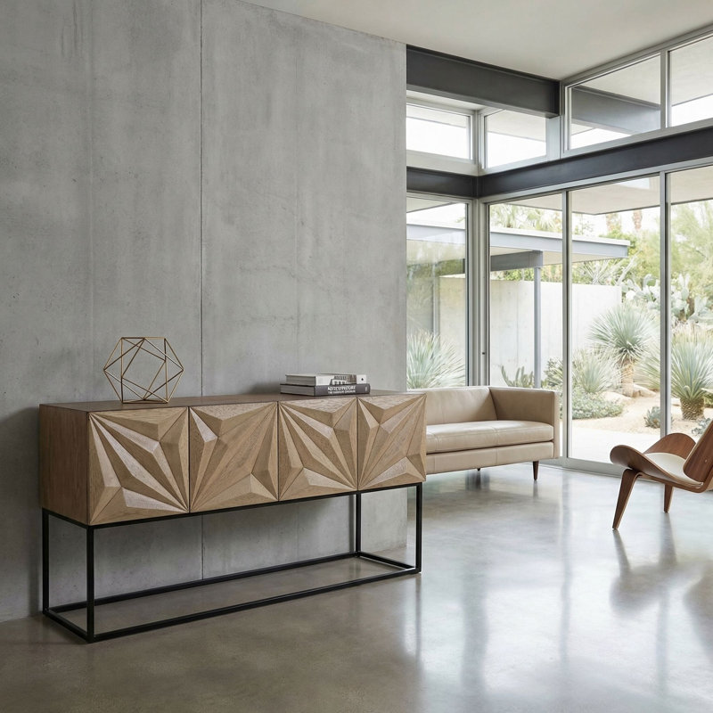 Zurich 60'' Solid Wood Top Console Table, Bleached Walnut