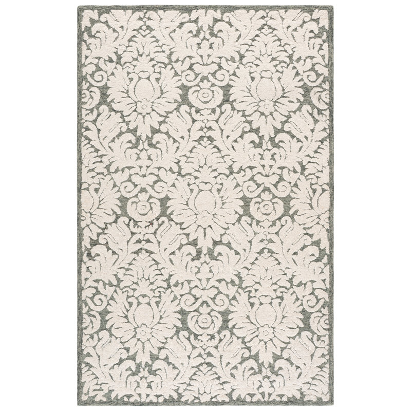 Blossom Hand Tufted Wool; Cotton Damask; Floral Indoor Rug, 6'-0" x 9'-0" Rectangle