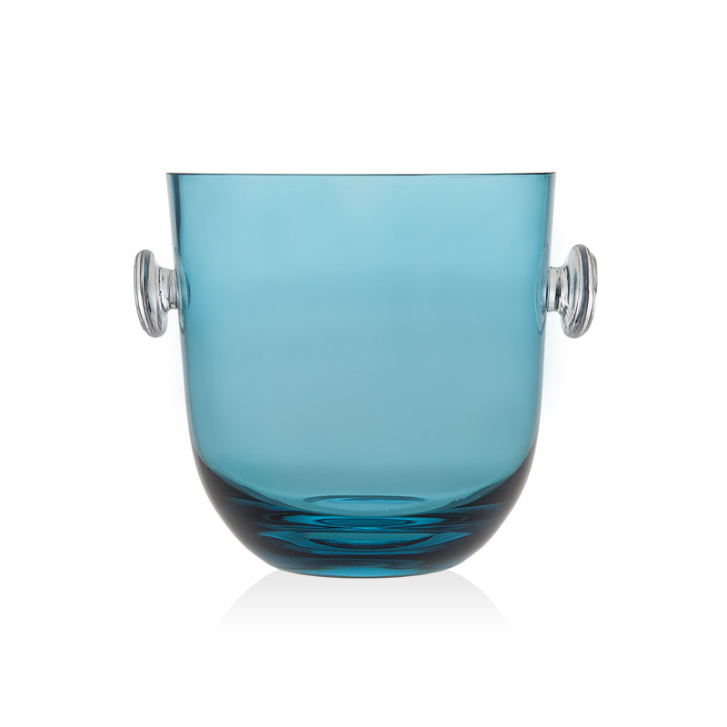 Sea Blue Glass Insulated Ice Bucket