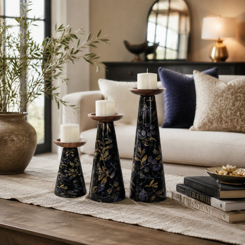 Ensemble de 3 porte-bougies Moody Floral