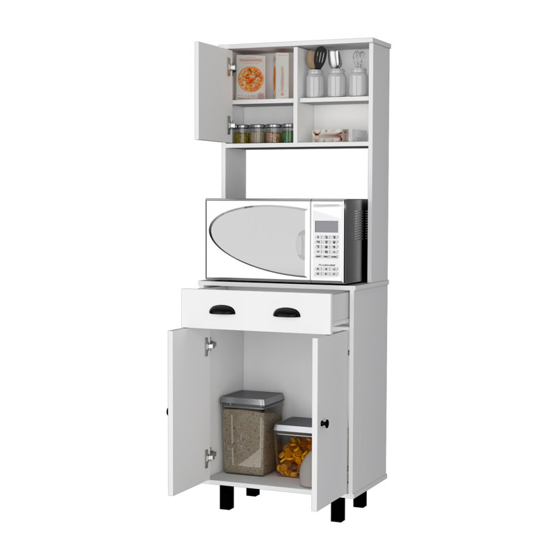 23.6 Inches Broad White Kitchen Pantry With Drawer And Shelves 1 5 For Functional Area
