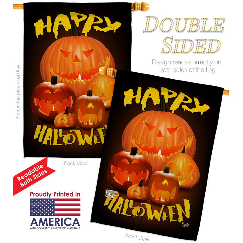 Double Sided 40'' H x 28'' W Polyester Halloween House Flag