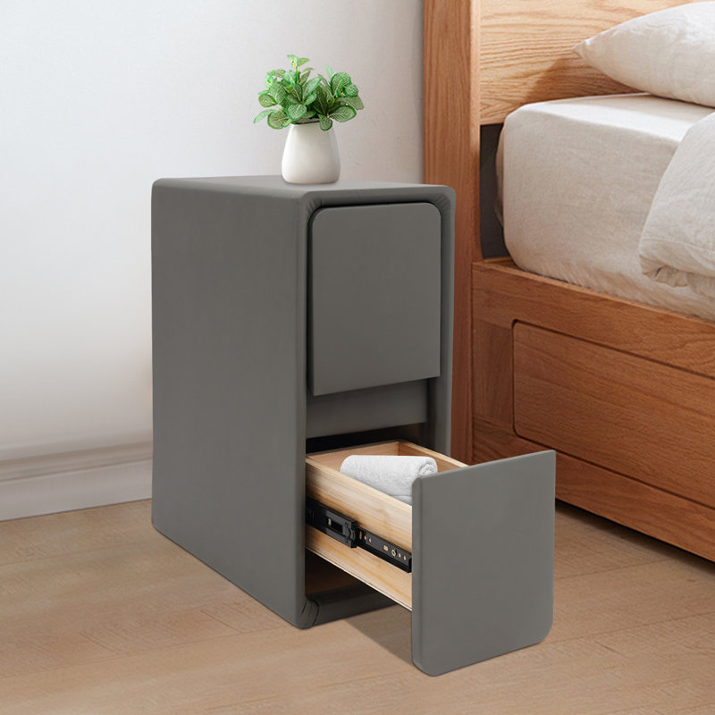 Table de chevet avec tiroirs, petite table de bout pour la chambre à coucher (7,87 x 15,35 x 18,5 po), Black