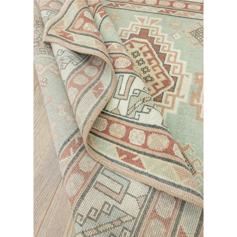 Vintage One-of-a-Kind 4'3" X 6'3" 1980s Wool Area Rug Green