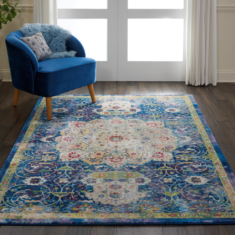 Tapis bleu d'inspiration persane Raymond, Rectangle 4 pi x 6 pi