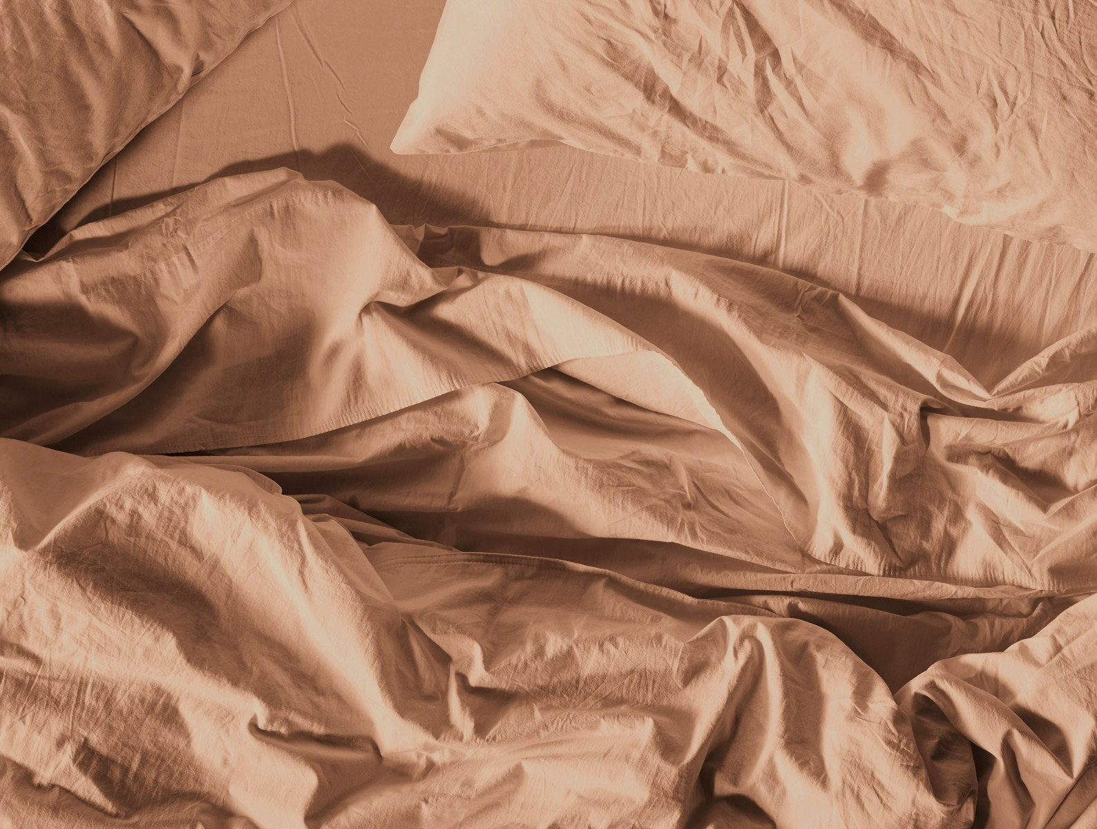 Crinkled 100% Cotton Percale Fitted Sheet, Queen Fitted Sheet, Ginger