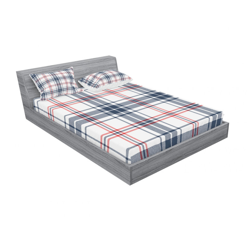 Ensemble de draps en microfibre géométrique, Ensemble de draps pour lit double avec un drap-hou, Scottish Effects Plaid