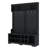 Modern Black Hall Tree With Metal Hooks, Shoe Storage Cubbies, And Multi-functional Entryway Coat Rack