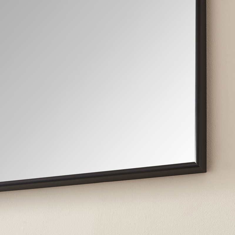 Wallace Metal Flat Wall Mirror, Matte Black, 32" x 72"