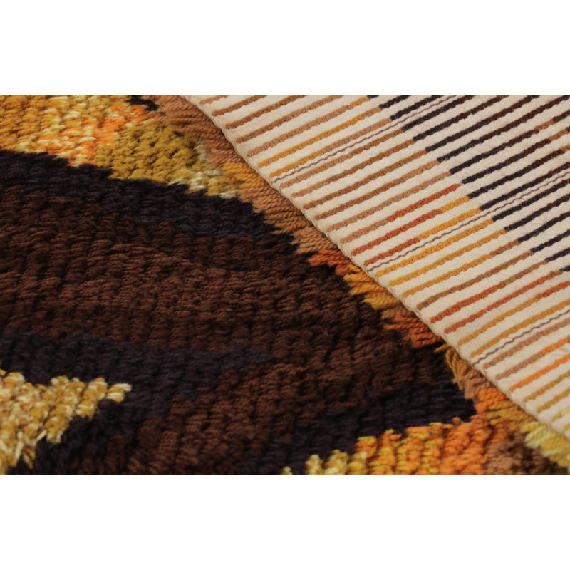 Vintage Swedish Rya Rug, Tree And Landscape In Sunset Palette – Rug & Kilim