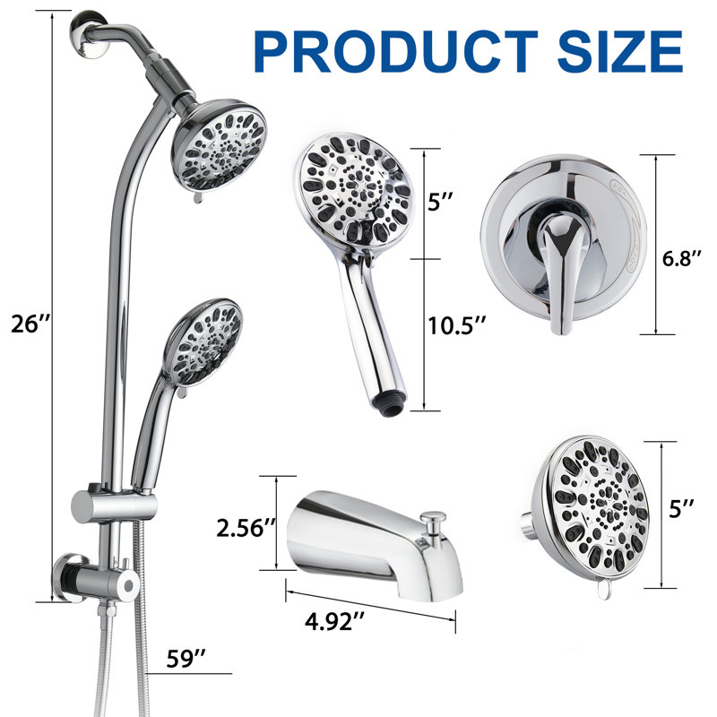 Complete Shower System with Rough in-Valve, Chrome