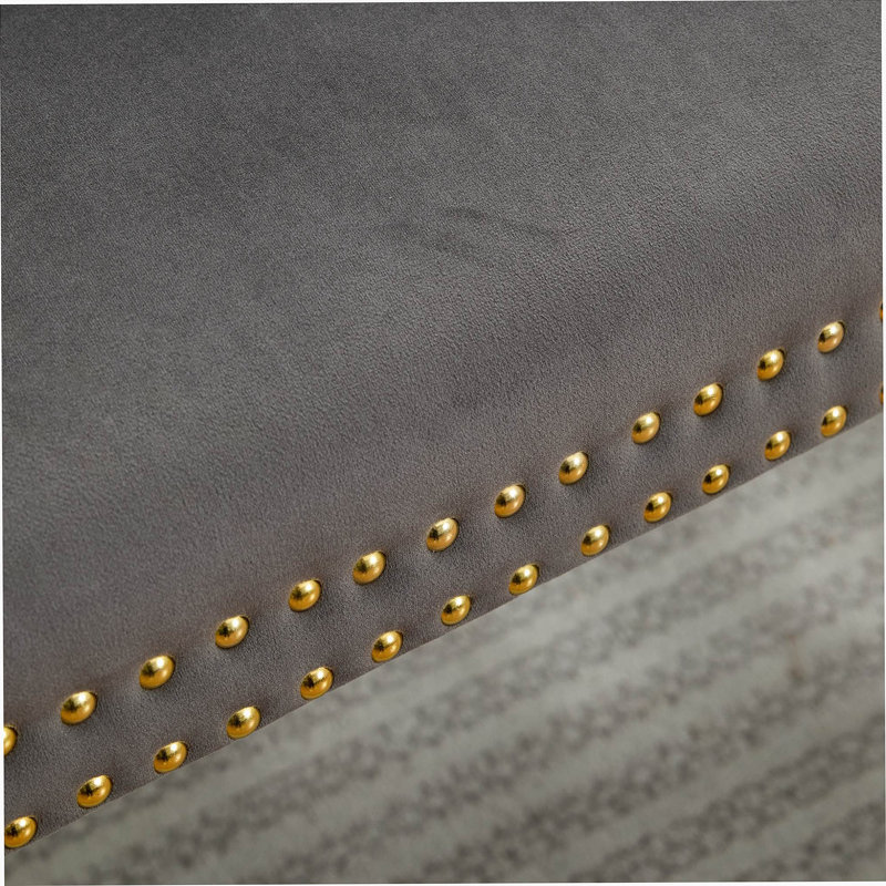 Velvet Double Dining Loveseat Bench, Kitchen & Dining Seating, 2-Seat Tufted Bench W/Handmade Buttons, Wing Back, Gold-Plated Steel Legs, Mid Century Modern,Single Pack,Gray