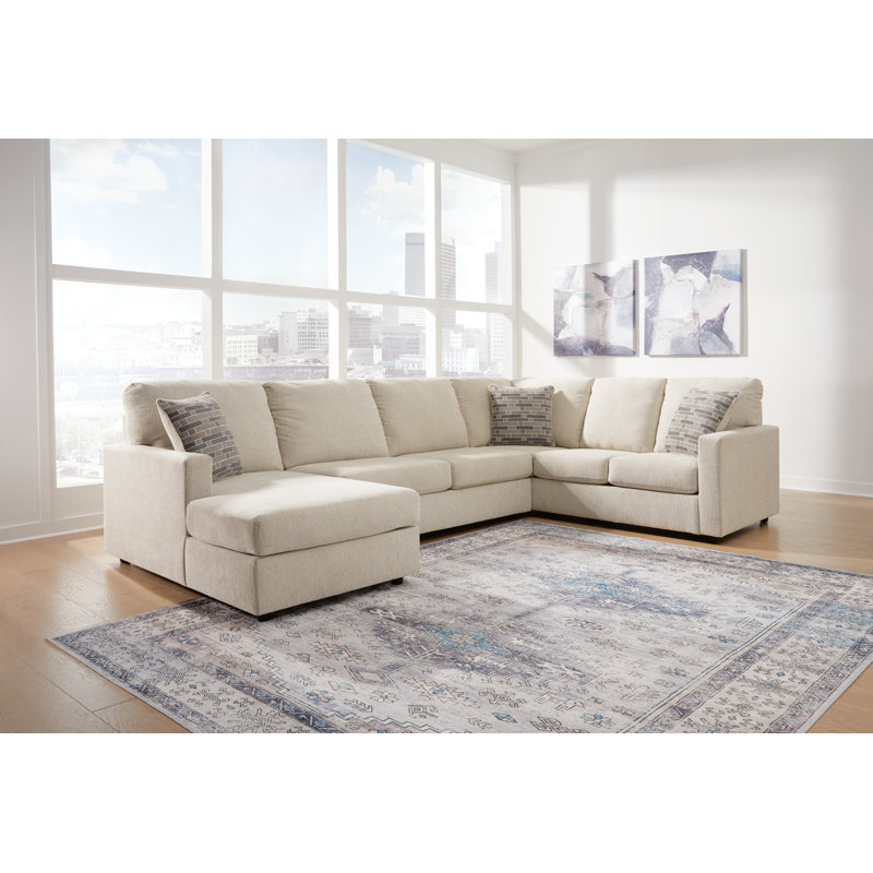 Edenfield Upholstered U-Shaped Sectional, Right Hand Facing, Beige 100% Polyester
