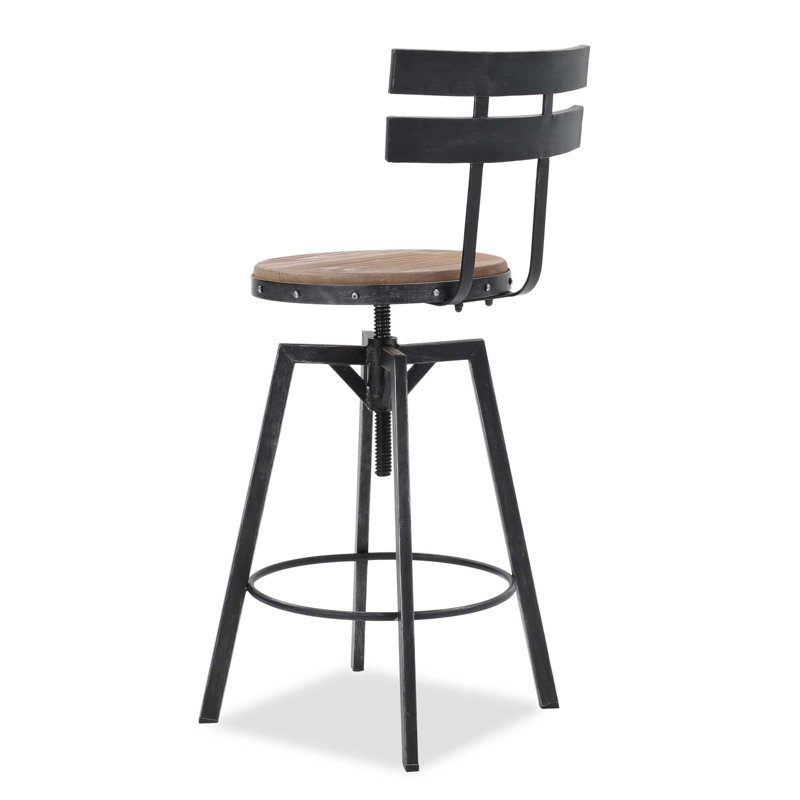 Industrial-Style Height-Adjustable Bar Stool