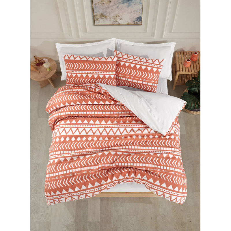 Luxury King Quilt Cover Set (3 Pieces), Orange, 94.5 x 86.6 inches | 65% Cotton / 35% Polyester, 120 Thread Count | Machine Washable, Button Closure, Elegant Envelope Pillowcases | Perfect for Cozy and Stylish Bedrooms