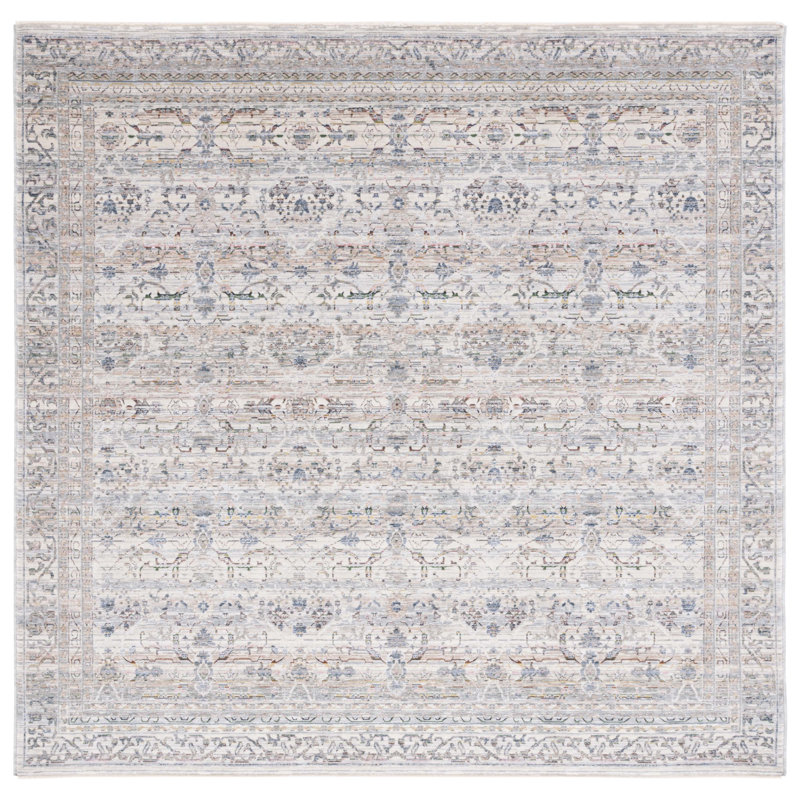 Cuayo Hand Tufted Wool Floral Rug, Square 5'