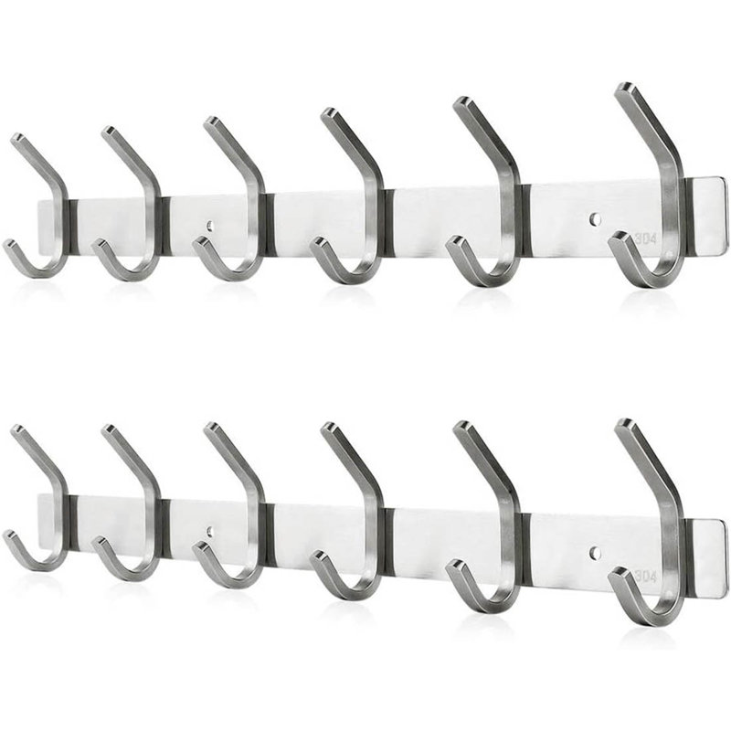 Metal Wall 6 - Hook Coat Rack, White