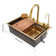 Oukaning Modern Rectangular Kitchen Sink with Single Bowl and Faucet