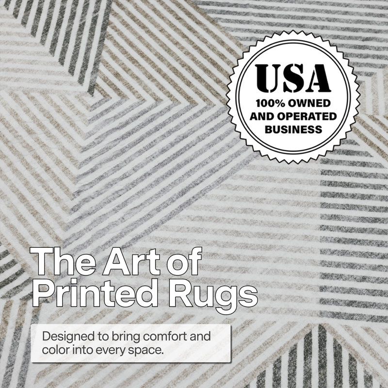 Jahree Miles Modern Geometric Machine Washable Area Rug, Rectangle 4' x 6', Beige