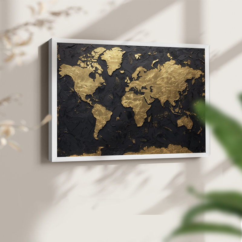 Map Series-IX -Framed Print - Restickable, 8" H x 10" W, White