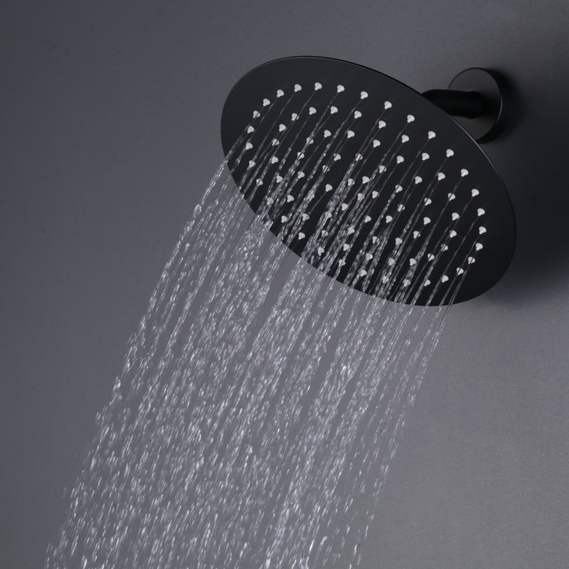 Wide Round Rain Shower Head For Bathroom With 1.8 GPM High-Pressure Swivel Rainfall Spray, Matte Black