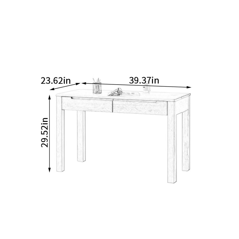 Bureau d'écriture simple et robuste en bois massif, H 29,52 po x l 39,37 po x P 23,62 po