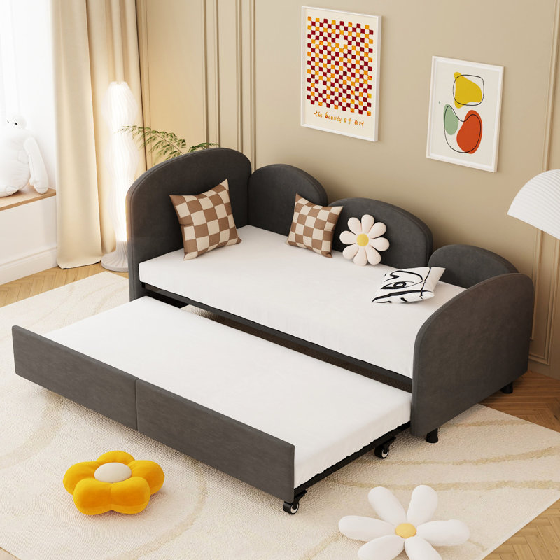Velvet Upholstered Twin Size Daybed With Storage - Modern Bed Frame For Bedroom And Living Room (dark Gray Soft Upholstery Options