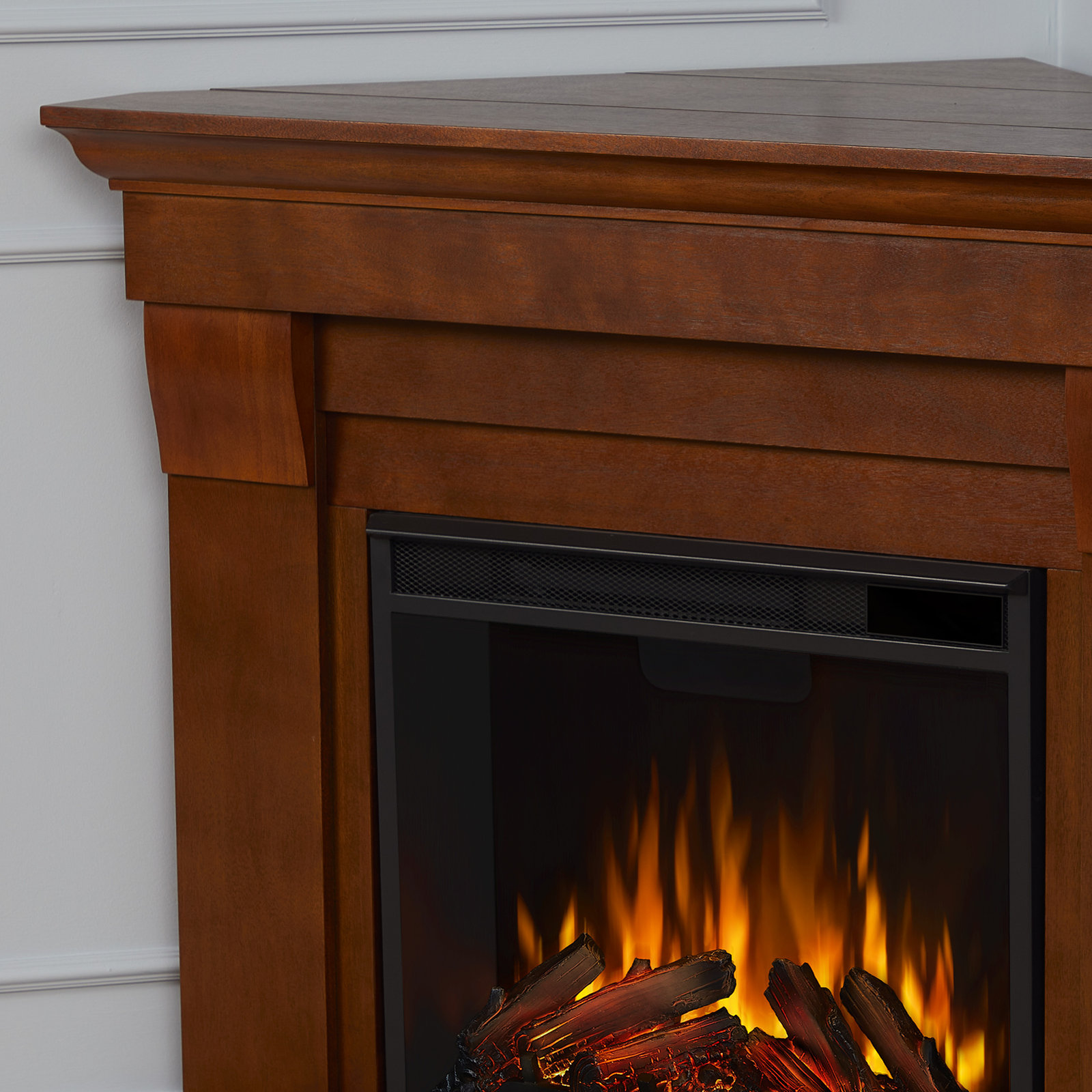 Chateau Corner Electric Fireplace with Mantel, Espresso