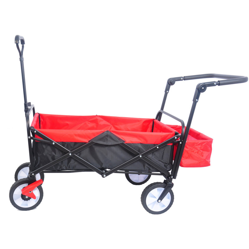 Chariot pliant d'extérieur - Chariot pliable robuste avec cadre en acier et porte-gobelet, adapté à différents trottoirs
