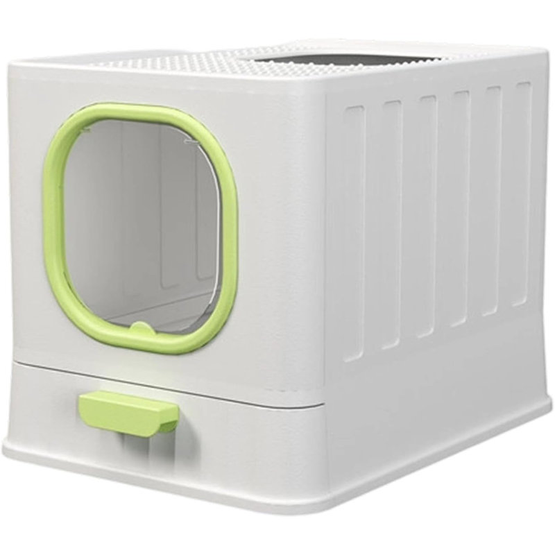 Boîte à litière pour chats avec bacs à litière facile avec couvercle et sans résidus, Grass Green