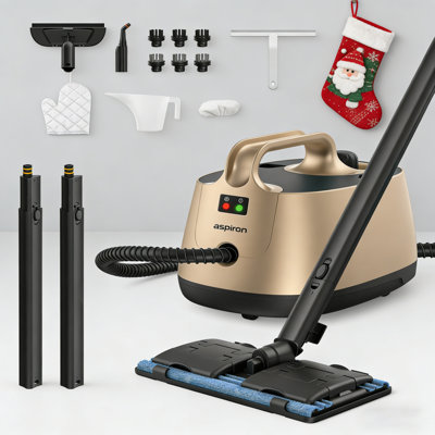 Steam Cleaner, 293°F 58 PSI Powerful Multipurpose Handheld Steam Mop for Home Use, 21 Attachments, 50Oz Capacity, Heavy Duty Steamer for Carpets, Floors, Cars, Tiles, Crack Cleaning, Gold