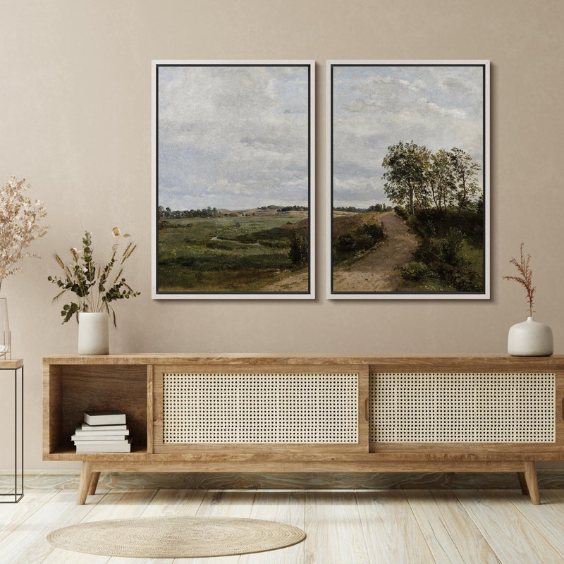 «Duo de paysage champêtre assorti» - 2 pièces sur toile, H 36 po x l 48 po, Blanc