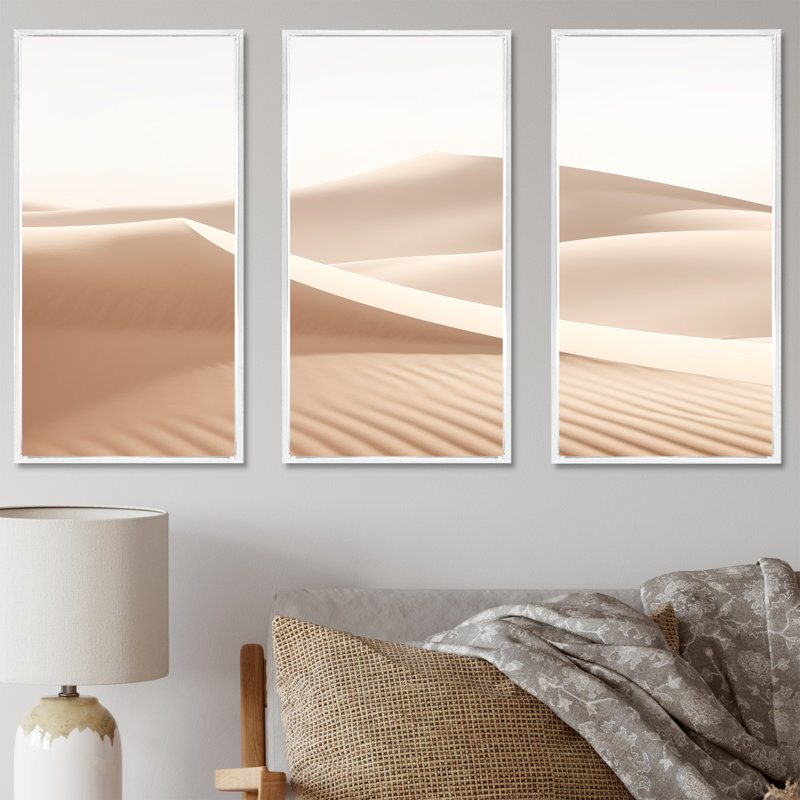 «Desert Sands Of Slumber Dreams II - Minimalisme», ensemble d'impression d'art mural, Cadre flottant blanc