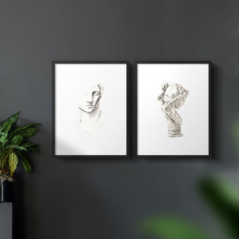 "Croquis rétro X", 2 pièces sur papier, Noir, H 14 po x l 22 po