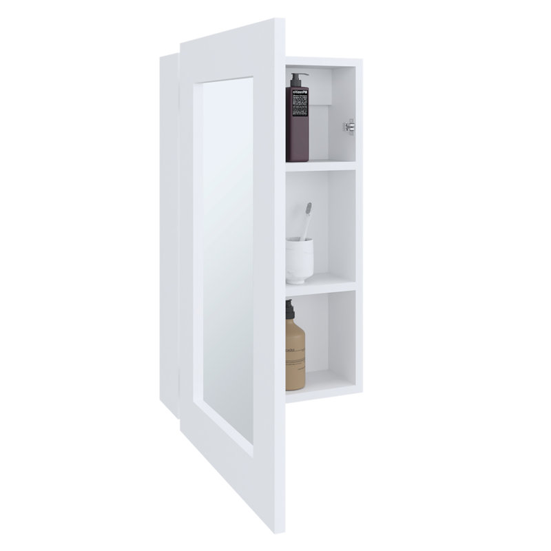 Armoire à miroir étroite H 25,7 po x l 15,7 po pour la salle de bain et la cuisine - blanche, peu encombrante, 3 tablettes intérieures, porte miroir élégante, facile à installer, installation intérieure tentante pour salle de bain blanche, produit
