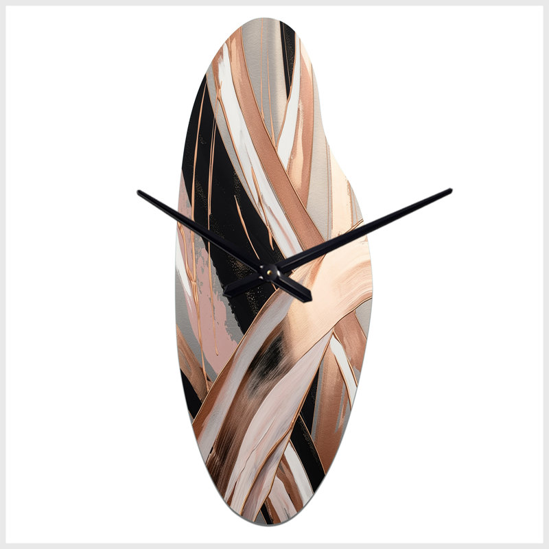 Horridge - Curved Shape Large Abstract Marble 3D Wall Clock, Moyenne